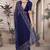 Navy blue resham badla zari embroidery work net saree