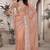 Peach resham badla zari embroidery work net saree