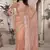 Peach resham badla zari embroidery work net saree