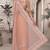 Peach resham badla zari embroidery work net saree