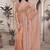 Peach resham badla zari embroidery work net saree