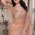 Peach resham badla zari embroidery work net saree