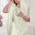 Cream resham sequin zarkan embroidery work silk blend saree
