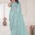 Sky blue resham sequin zarkan embroidery work silk blend saree