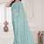 Sky blue resham sequin zarkan embroidery work silk blend saree