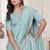 Sky blue resham sequin zarkan embroidery work silk blend saree