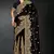 Black zari badla embroidery work silk blend saree