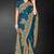 Teal blue zari badla embroidery work silk blend saree