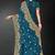 Teal blue zari badla embroidery work silk blend saree