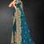 Teal blue zari badla embroidery work silk blend saree