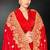 Red zari badla embroidery work silk blend saree