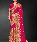 Rani zari badla embroidery work silk blend saree