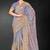 Dusty grey zari badla embroidery work silk blend saree