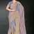Dusty grey zari badla embroidery work silk blend saree