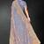 Dusty grey zari badla embroidery work silk blend saree