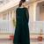Green faux georgette zari sequins embroidery anarkali gown with heavy dupatta