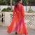 Pink faux georgette bandhni print with kutchi patche work navratri kurti