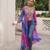 Purple faux georgette bandhni print with kutchi patche work navratri kurti