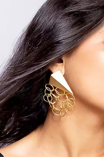 Geometric cascade high gold earrings