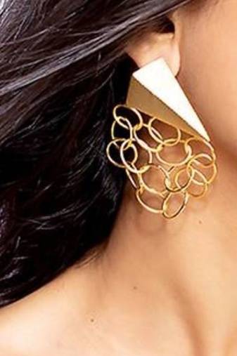Geometric cascade high gold earrings