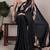 black Floral Printed Satin Silk Saree