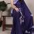 navy blue Floral Printed Satin Silk Saree