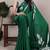 green Floral Printed Satin Silk Saree