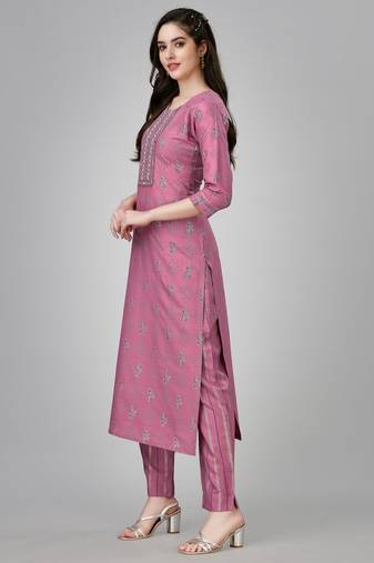  Women's Rayon Blend Floral Straight Printed Kurta Pant With Dupatta | kurta sets for woman