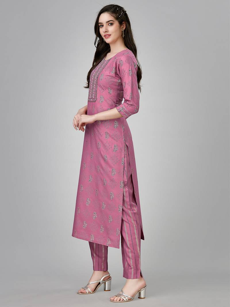  Women's Rayon Blend Floral Straight Printed Kurta Pant With Dupatta | kurta sets for woman