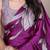 pink Floral Printed Satin Silk Saree