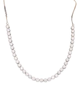 Rhodium polish cz diamond necklace & earrings set – elegant silver finish for modern look 5