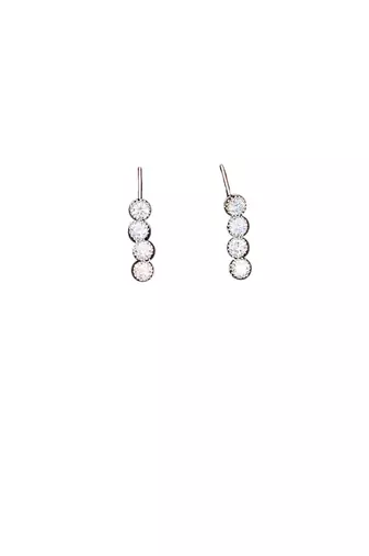 Rhodium polish cz diamond necklace & earrings set – elegant silver finish for modern look