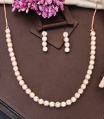 Rose gold polish cz diamond necklace with matching earrings – romantic & trendy jewelry set