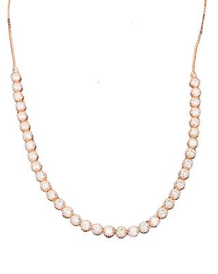 Rose gold polish cz diamond necklace with matching earrings     romantic & trendy jewelry set 5
