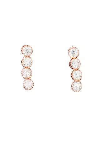 Rose gold polish cz diamond necklace with matching earrings     romantic & trendy jewelry set