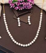 High gold polish cz diamond necklace set with earrings – classic bridal & party wear style