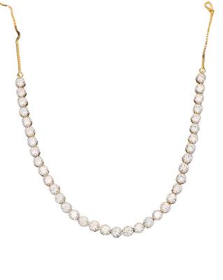 High gold polish cz diamond necklace set with earrings     classic bridal & party wear style 5
