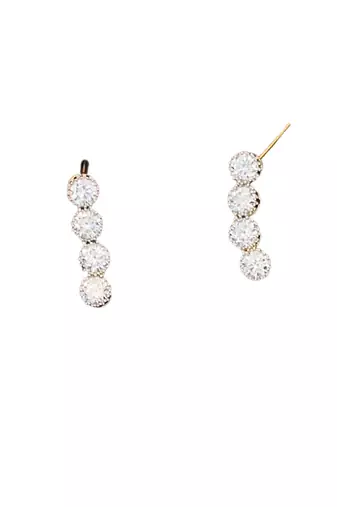 High gold polish cz diamond necklace set with earrings     classic bridal & party wear style