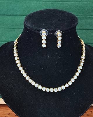 Mehendi polish cz diamond necklace & earrings set     antique ethnic finish for traditional charm 3