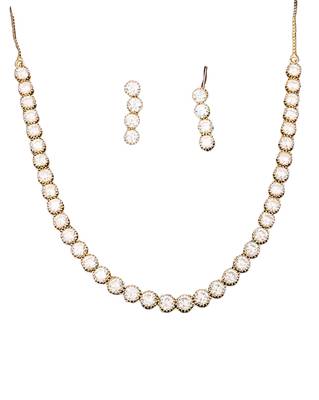 Mehendi polish cz diamond necklace & earrings set     antique ethnic finish for traditional charm 4