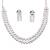 Rhodium polish double line cz diamond necklace set with earrings – elegant silver shine for parties & weddings