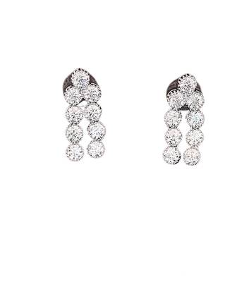 Rhodium polish double line cz diamond necklace set with earrings     elegant silver shine for parties & weddings 6