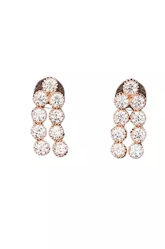Rose gold double line cz diamond necklace with earrings     modern glamour jewelry for evening & bridal wear