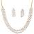 High gold double line cz diamond necklace set with earrings – classic traditional look for festivals & celebrations