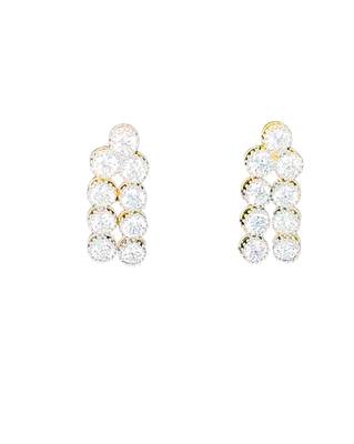 High gold double line cz diamond necklace set with earrings     classic traditional look for festivals & celebrations 6