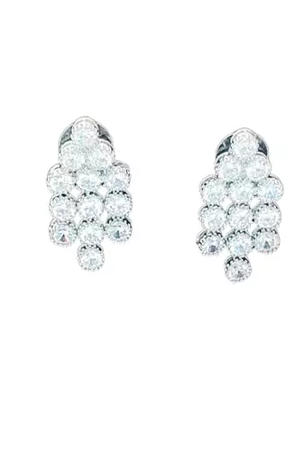 Silver polish crystal beaded necklace and earring set, triple strand statement jewellery for all occasion
