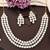 White cz diamond necklace set, gold rhodium polish, triple layer bridal jewelry for her