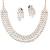 White cz diamond necklace set, gold rhodium polish, triple layer bridal jewelry for her