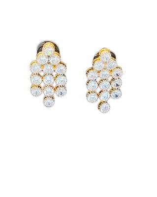 White cz diamond necklace set, gold rhodium polish, triple layer bridal jewelry for her 6