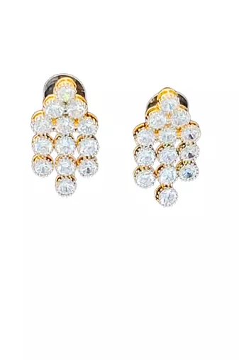 White cz diamond necklace set, gold rhodium polish, triple layer bridal jewelry for her